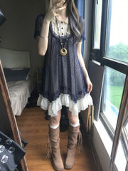 Ingvn  Gothic Aesthetic Fake Two Dress Women Retro Y2K Harajuku Short Sleeve Mini Dress Ladies Club Fashion Clothing