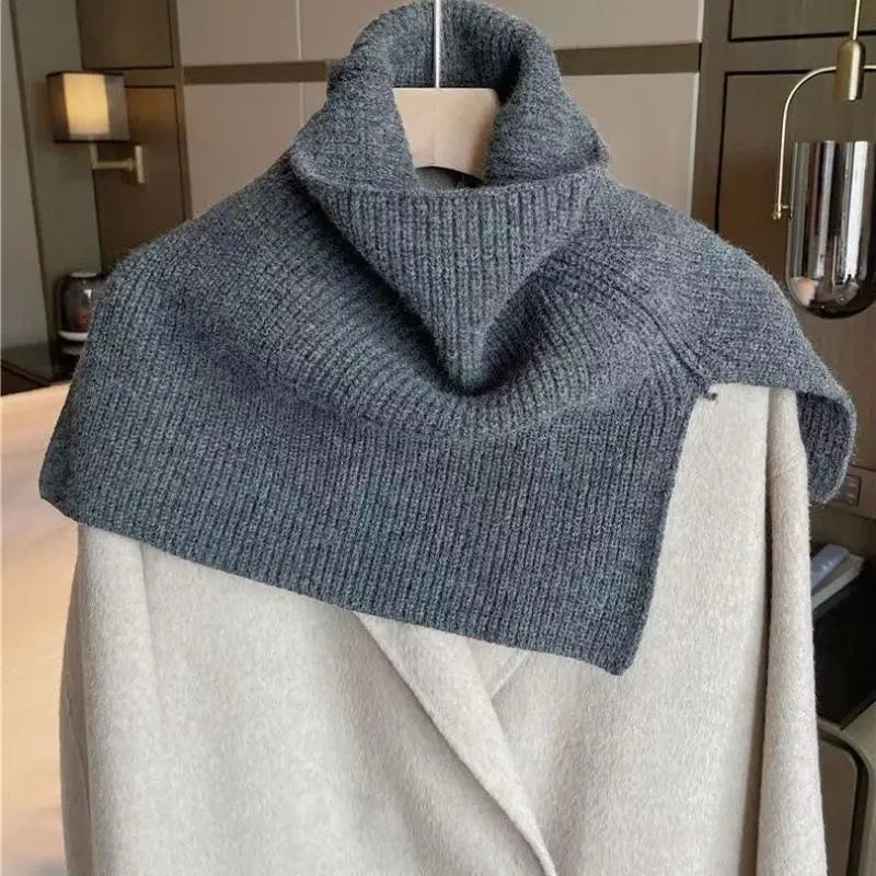 Ingvn - Women's Winter Korean Pullover Neck Warmer Solid Knit Scarf Snood Shawl Thick Warm Chic Coquette Trendy