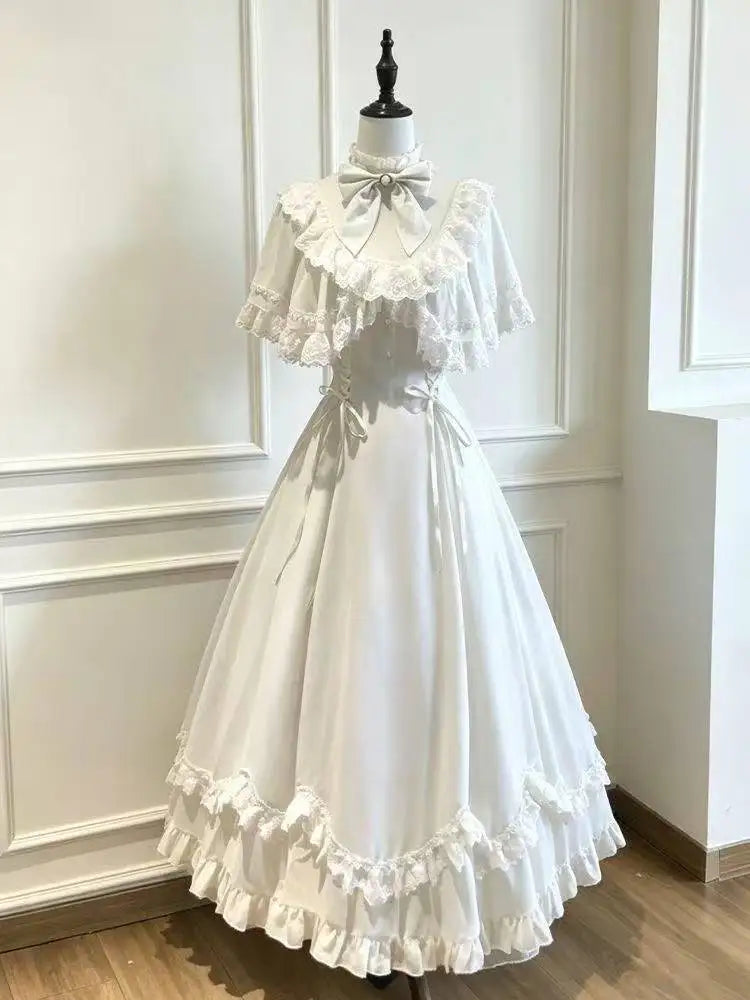 Ingvn  Japanese Harajuku Kawaii Y2K Lolita Dress Women High Waist Patchwork Bow Lace Cute E-girl Casual Streetwear Fashion Dress