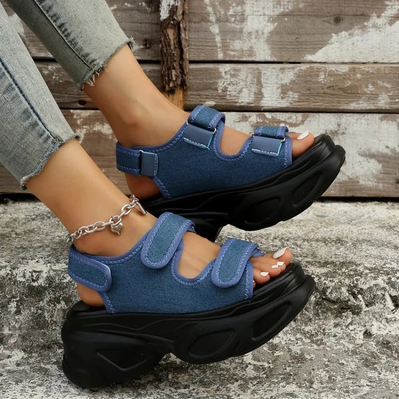 Ingvn  Summer Women's Buckle Square Toe High Heel Sandals New Punk Gladiator Platform Chunky Heel Sandals for Women Dress Heeled Shoes