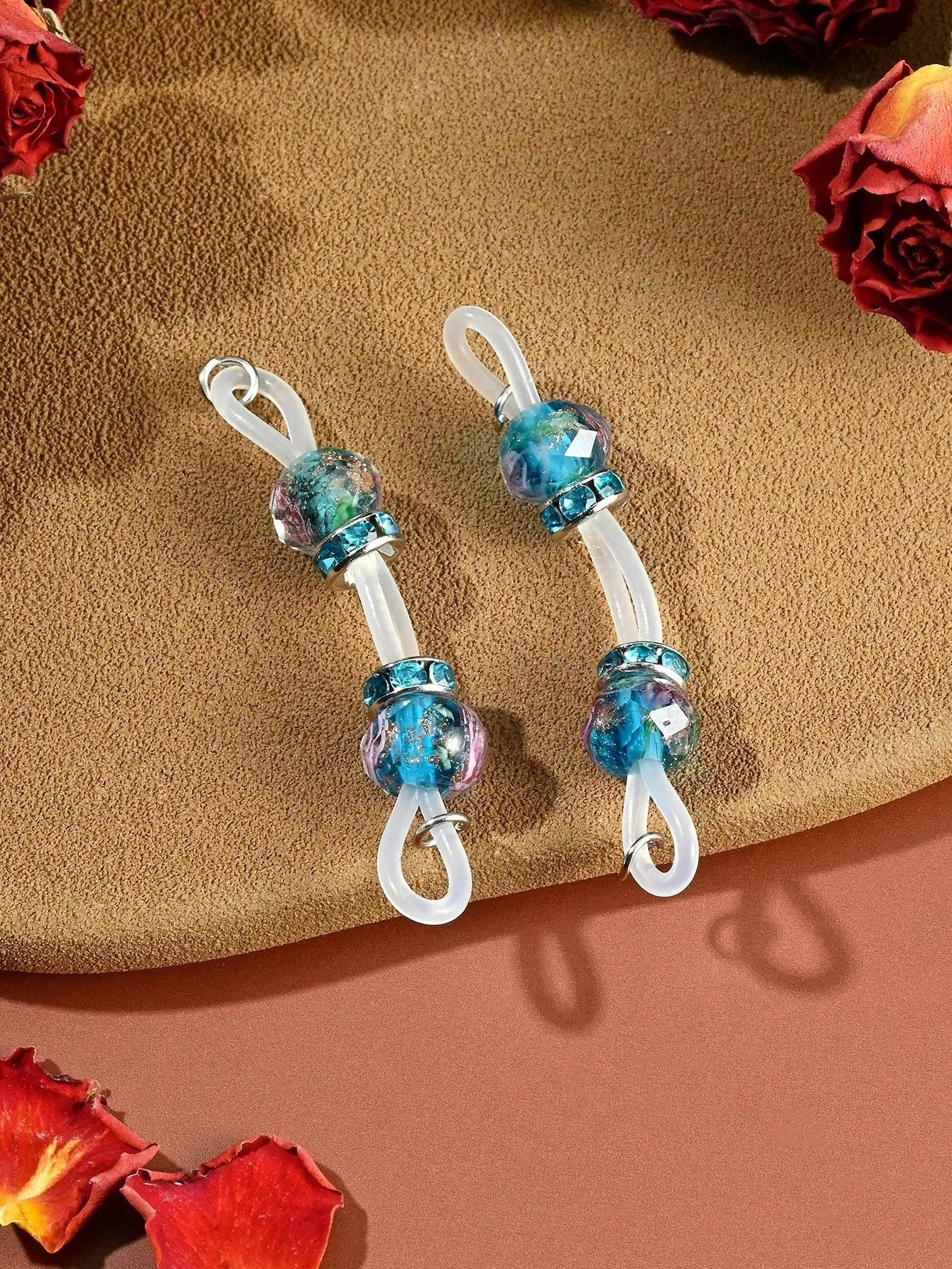 Ingvn  2Pcs Of Fake Nipple Rings - 8mm Glitter Beads-Adjustable Daily Wear Nipple Nooses - Lovers Fake Nipple Faux Nipple Piercing