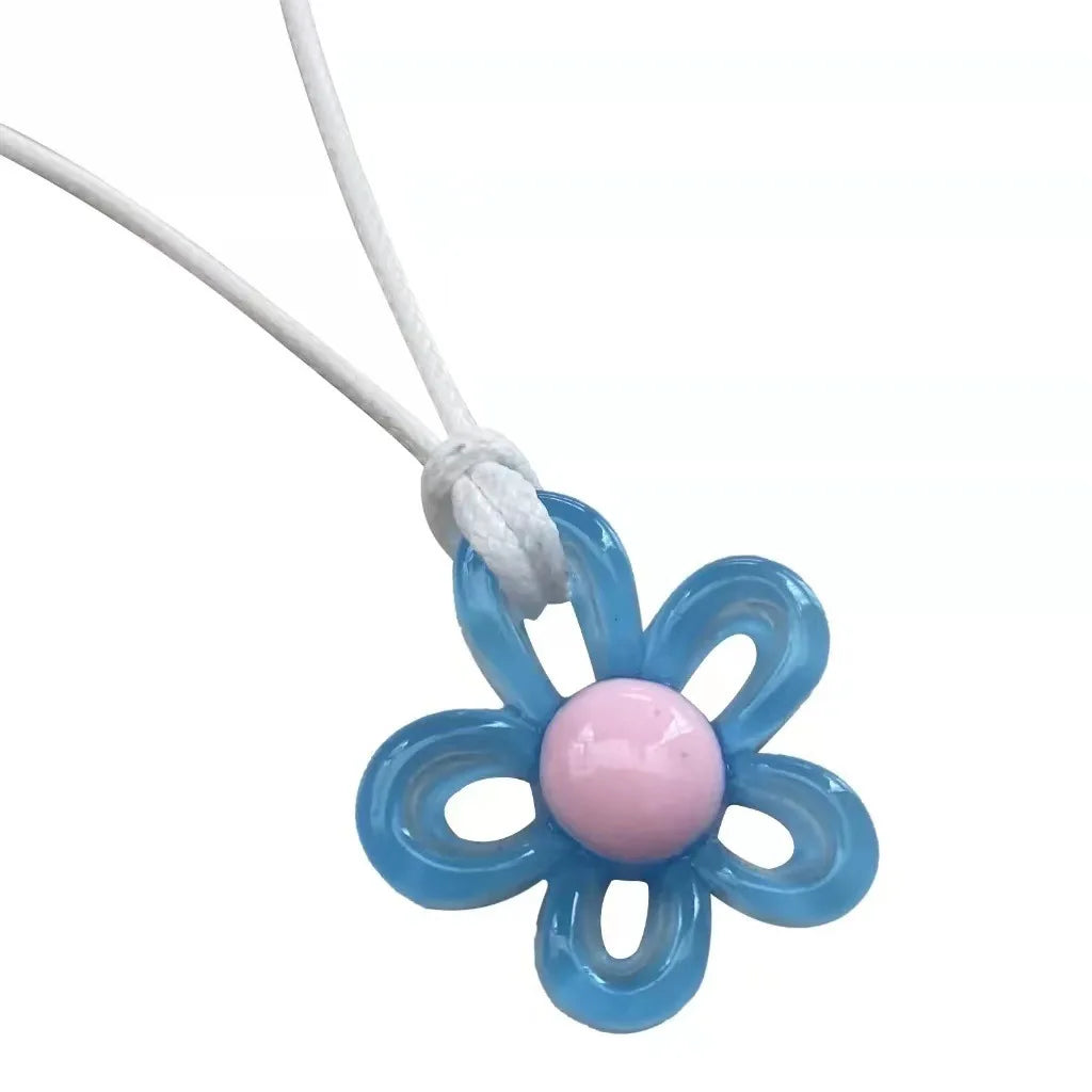 Ingvn  Colorful Acrylic Flower Pendant Wax Line Necklace Fashion Neck Handmade Chain Charm Statement Women Pendulum Y2K Jewelry Gift
