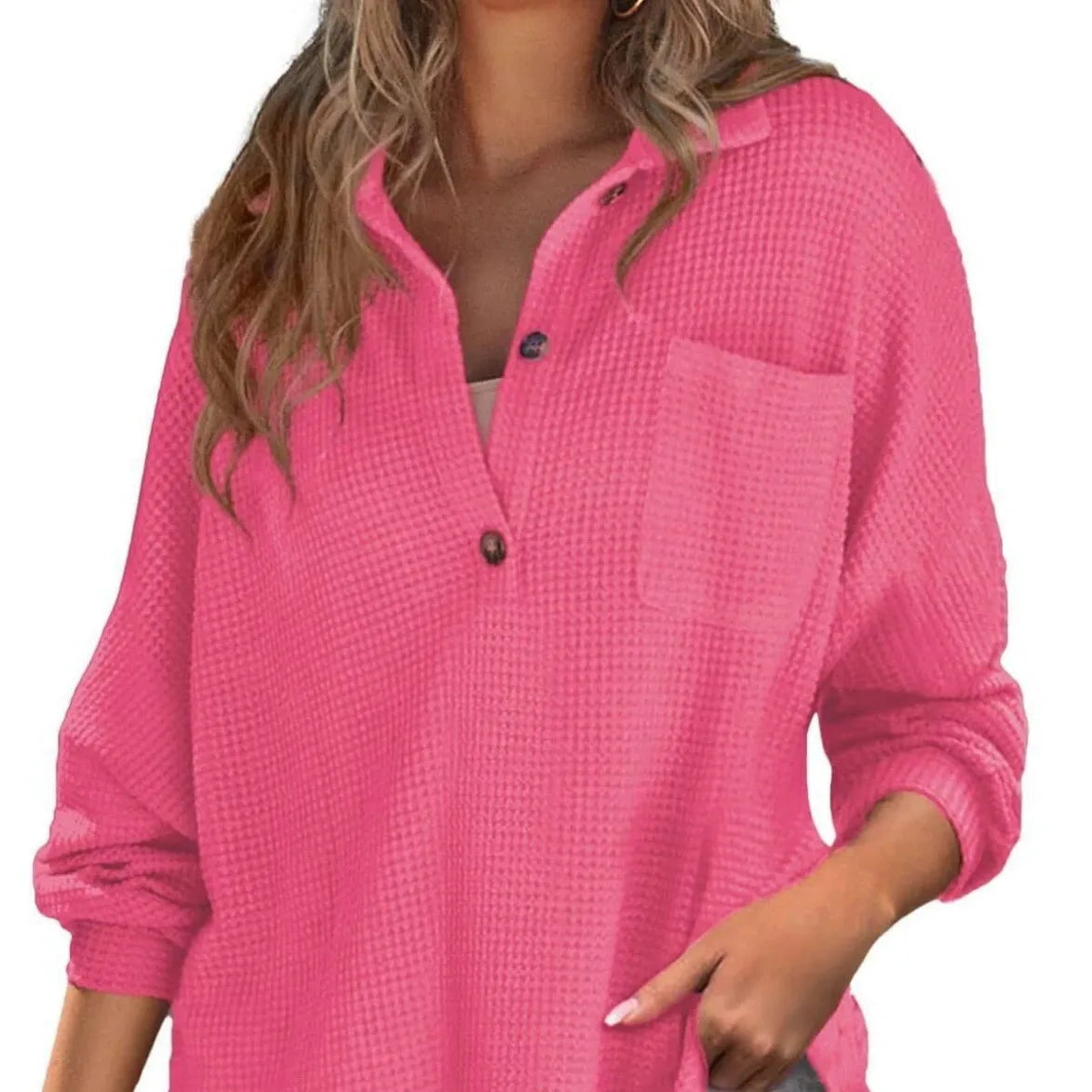 Ingvn  Spring Summer Women's Clothing Short Sleeve Waffle Knit Casual Wear Regular Fit Polyester Button Up Shirt For Ladies