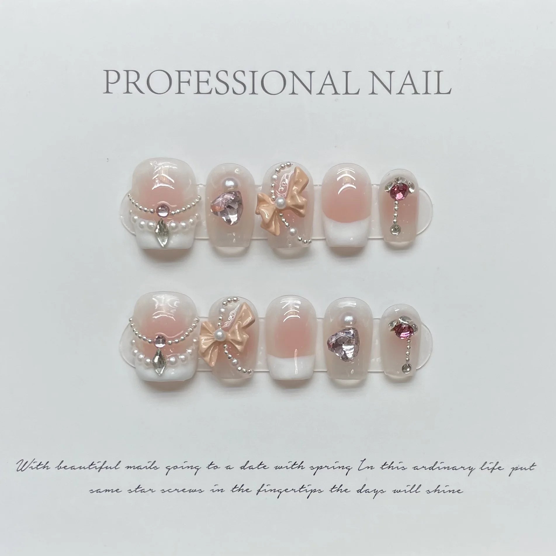 Ingvn  10Pcs Short Sweet and Cool Handmade Press On Nails Full Cover Design Round Head Fake Nail Artificial Manicure Wearable Nail Tips