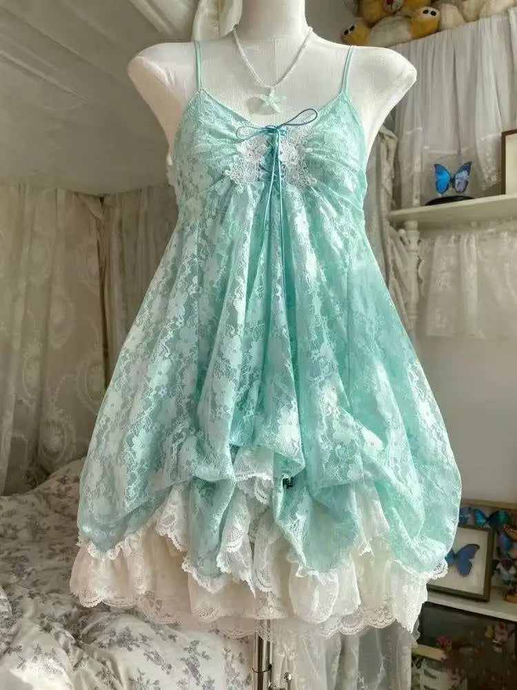 Ingvn  Gothic Vintage Lolita Bud Dress Women Y2K Harajuku Sweet Spaghetti Strap Mini Dress Casual Daily Fashion Outfits New