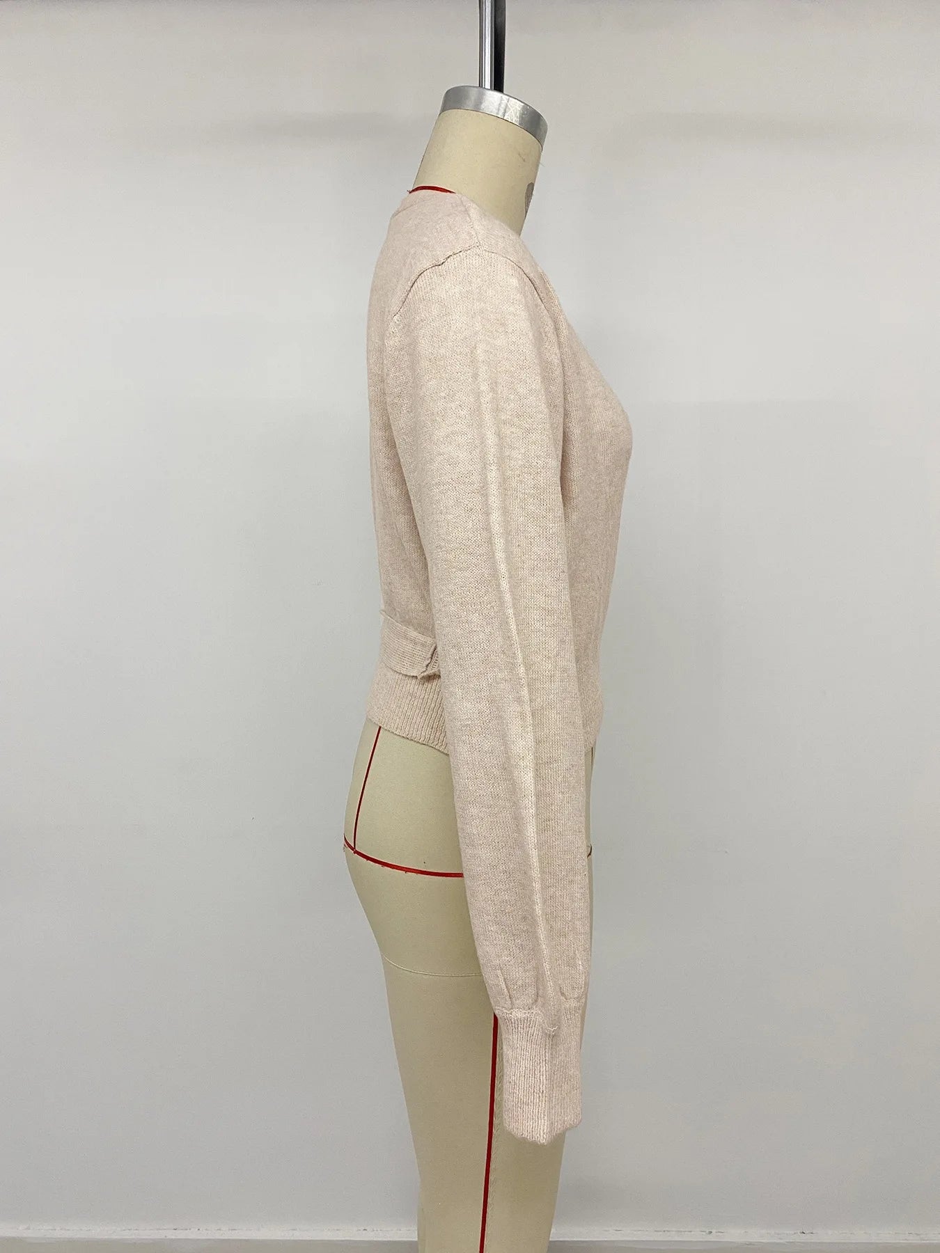 Ingvn - Women Wrap V Neck Knit Sweater Solid Color Tie Side Long Sleeve Lantern Sleeve  Pullover