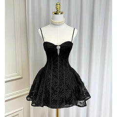 Ingvn  French Elegant Fashion Celebrity Rhinestone Brooch Fluffy Lace Short Dress Sleeveless Backless Birthday Party Dresses For Women