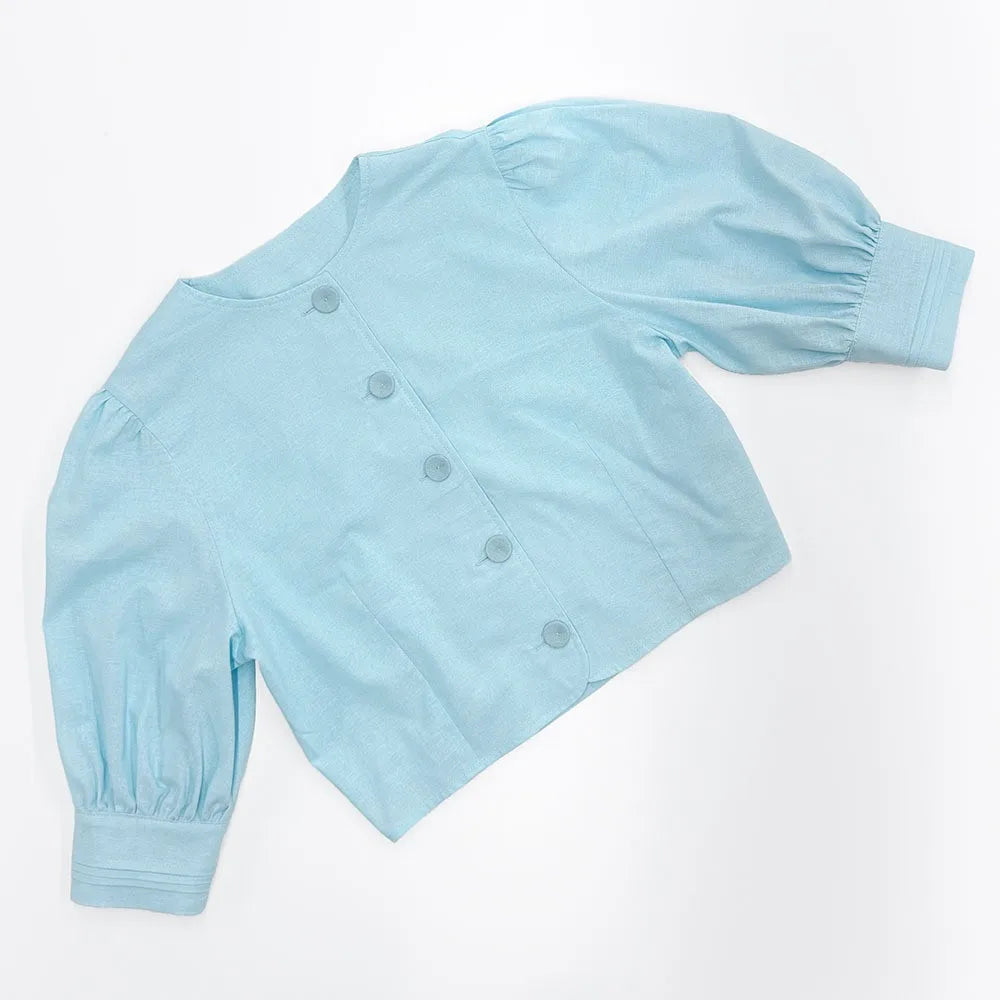 Ingvn  Cotton Linen Short Jacket And Skirt Set Sweet Style Bubble Sleeve Clothing Women's Fashion Spring Summer Casual Wear