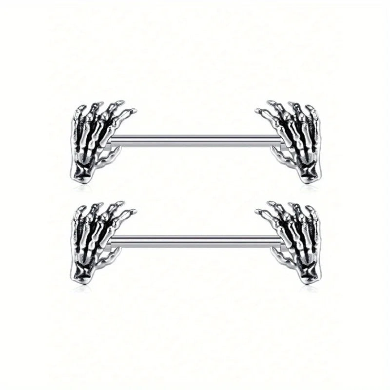 Ingvn  2pcs Halloween Elements Nipple Ring Nipple Piercing Jewellery Skeleton Hand Spider Heart Bat Wings Tight Spell Teeth Octopus