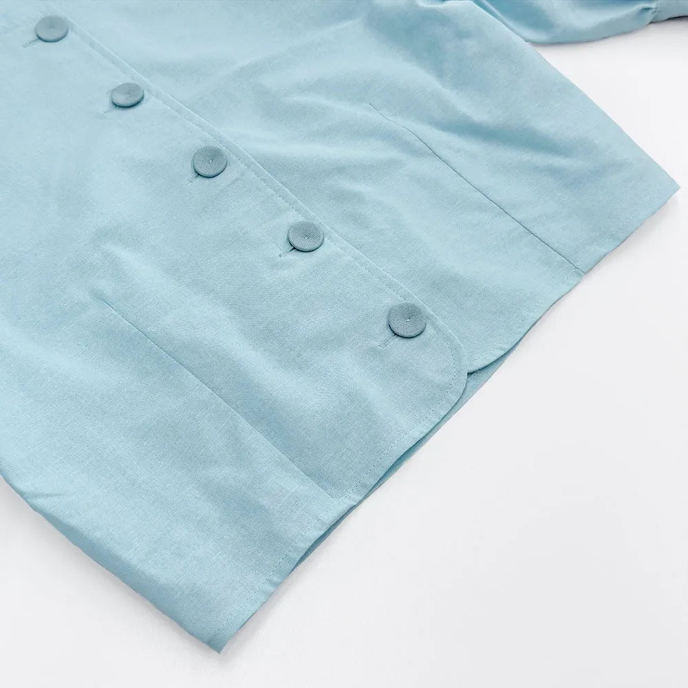Ingvn  Cotton Linen Short Jacket And Skirt Set Sweet Style Bubble Sleeve Clothing Women's Fashion Spring Summer Casual Wear