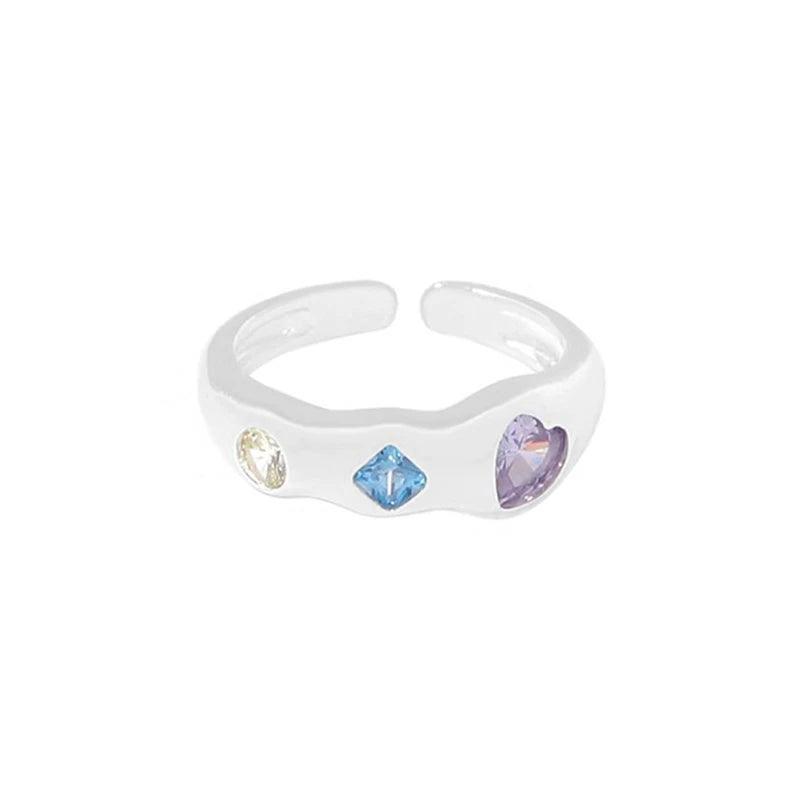 Ingvn  Korean Opal Irregular Rings Pink Zircon Natural Stone Girl Wedding Engagement Rings Opal Crystal Y2K Rings Aesthetic Jewelry