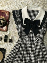 Ingvn  Japanese Kawaii Ruffle y2k mini Dress Women Sling vintage plaid short party Dress Cute Summer Street Style Dresses
