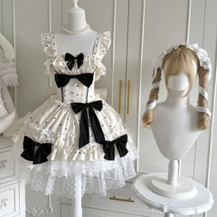 Ingvn  Japanese Harajuku Sweet Strap Lolita Dress Women Y2K Vintage Lace Bow Ruffle Cake dress Slim Bandage Summer Daily Stylish