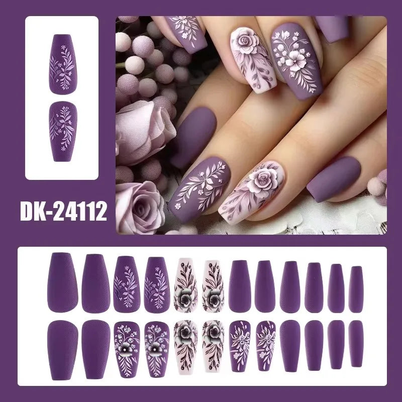 Ingvn  24pcs Sliders for Nails Strawberry Pink Duck Press on Nails with Tools Summer Sweets Reusable adhesive False Nails for Women