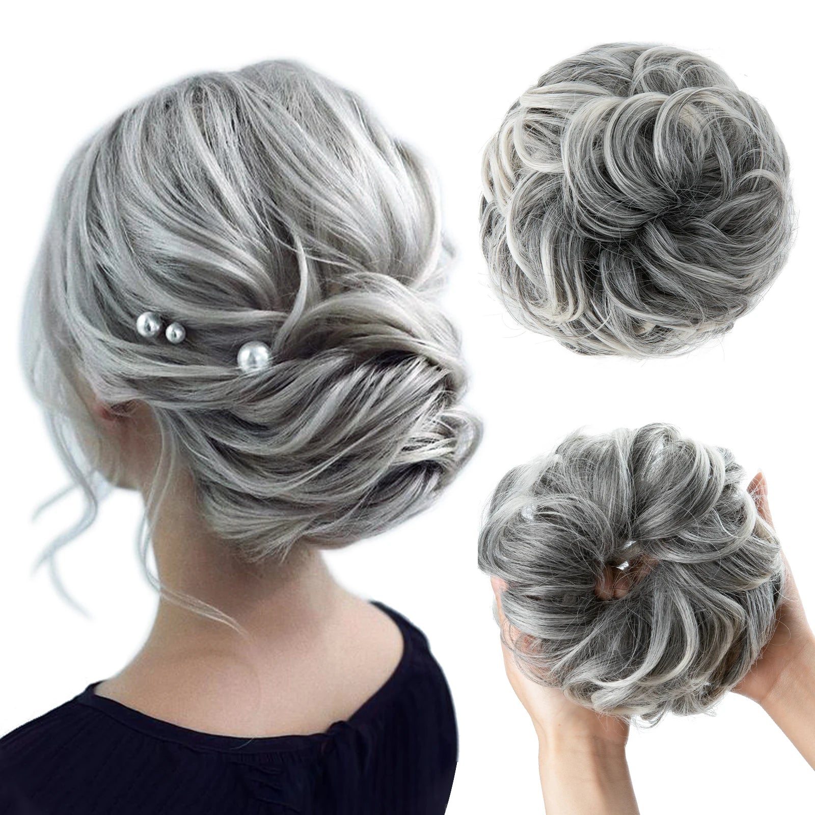 Ingvn  Hair Bun Extensions Messy Curly Elastic Hair Scrunchies Hairpieces Synthetic Chignon Donut Updo Hair Pieces for Women