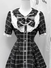Ingvn  Sweet Bow Slim Shorts Set Women Subcultural Y2k E-girls Mini Dress Tops Lolita Japanese Style Fashion Plaid Dress Suit Chic