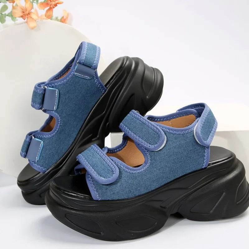 Ingvn  Summer Women's Buckle Square Toe High Heel Sandals New Punk Gladiator Platform Chunky Heel Sandals for Women Dress Heeled Shoes