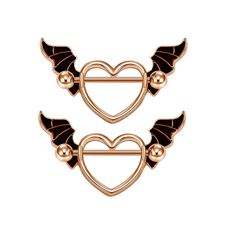 Ingvn  1Pair Heart Shaped Nipple Rings Piercing Jewelry for Women Sexy Clips Stianless Steel Nipple Ring Clamps Pierced Body Jewelry