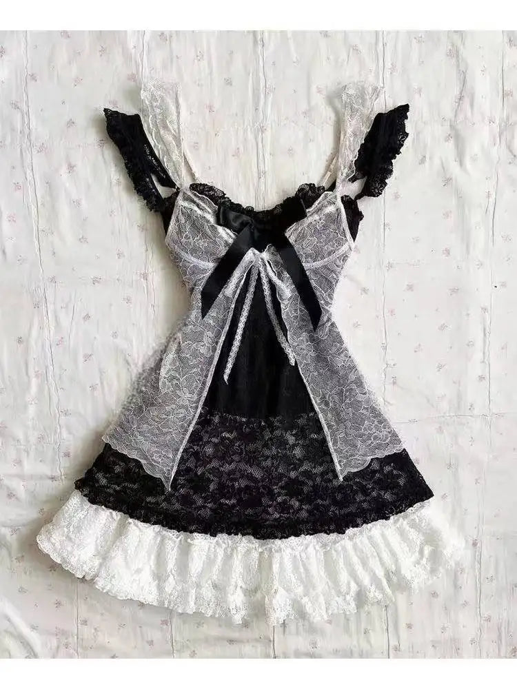 Ingvn  Y2K Streetwear Lolita Skirt Set Women Gothic Vintage Lace Tops Casual Fashion Mini Skirt Elegant Spicy Girl Casual Daily