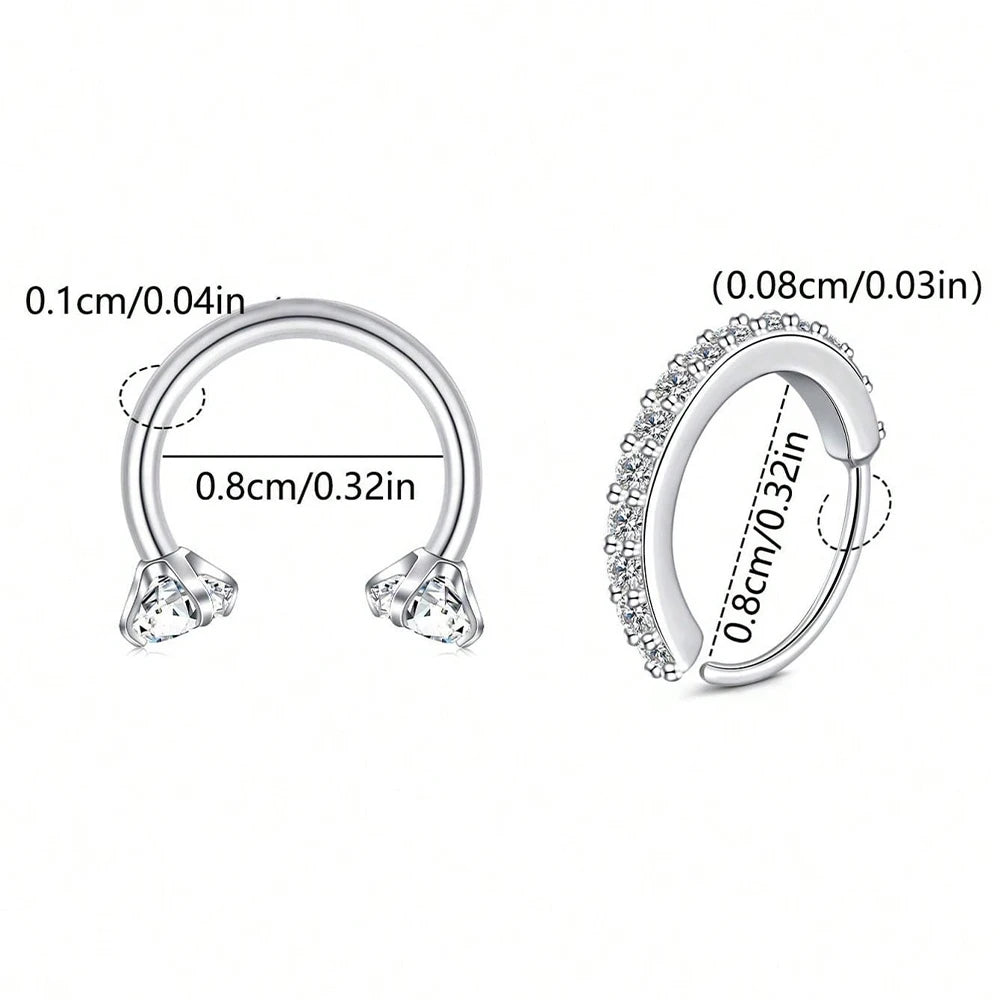 Ingvn  Stainless Steel Nose Hoop Ring Horseshoe Nose Ring, 18G Zirconia Nose Rings Septum Lip Eyebrow Helix Daith Ear Piercing Jewelry