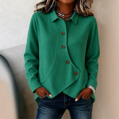 Ingvn - Casual Loose Irregular Shirt  Autumn Winter Solid Top & Blouse Women Fashion Button Long Sleeve Shirts Tops Femme