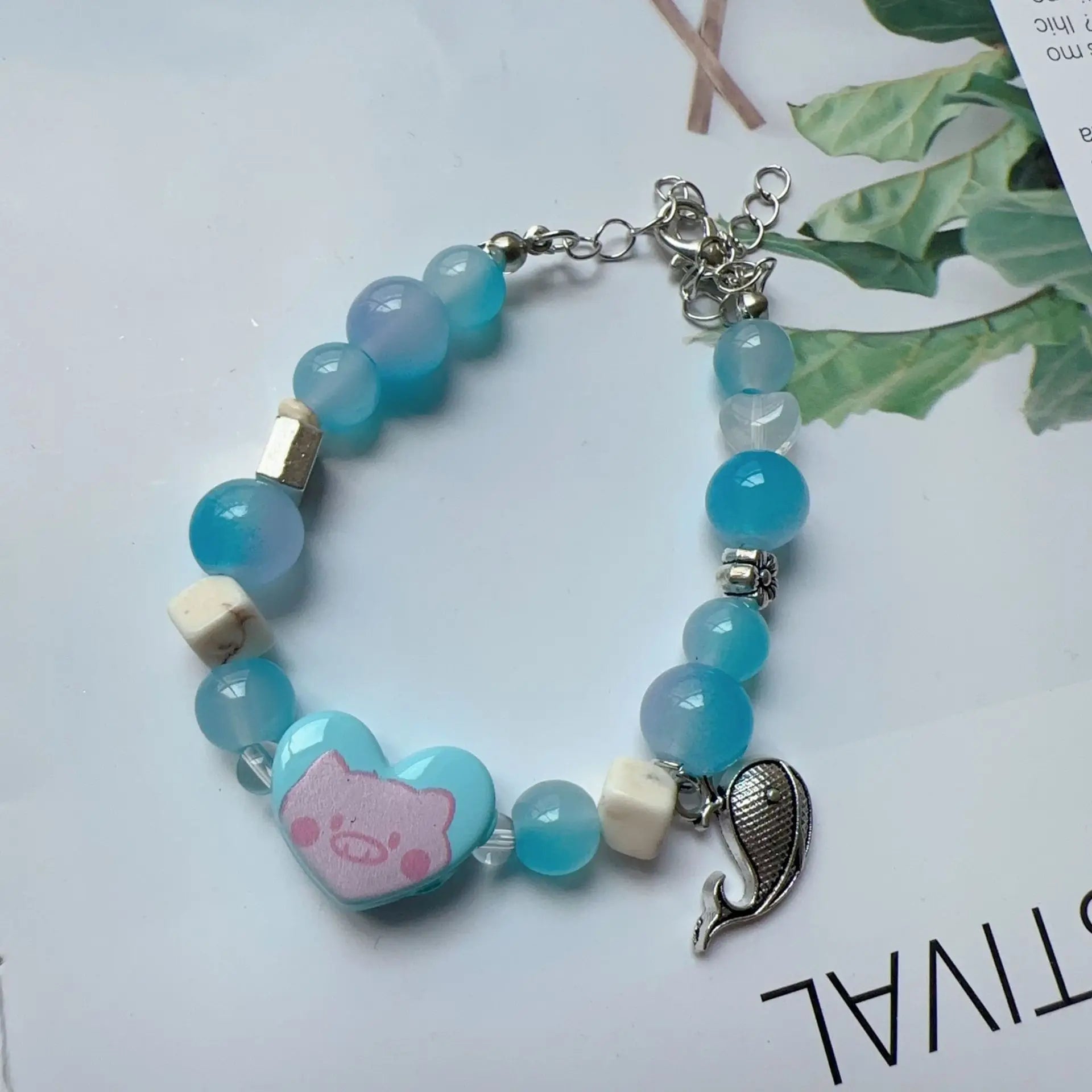 Ingvn  New Cute Geometry Star Conch Ceramic Glass Acrylic Beaded Bracelet Girl Kpop Aesthetic Charm Jewelry Y2K Marine Accessories