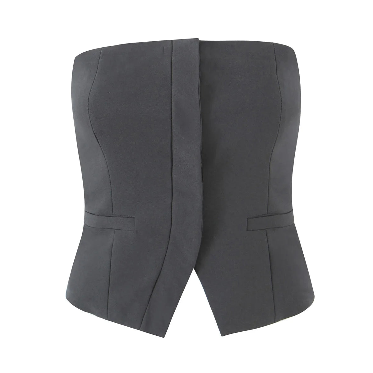 Ingvn  3 colors Sexy Slash Collar Strapless Corset Center Open Buttons Camisole Tank Top Backless Cropped Women asymmetric Camis Top