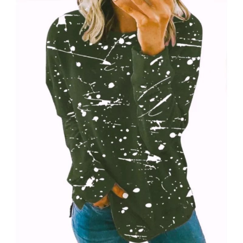 Ingvn - New Autumn European and American Women's Thickened Printed Loose - Fit Pullover Sweatshirt with Crew Neck and Long Sleeves