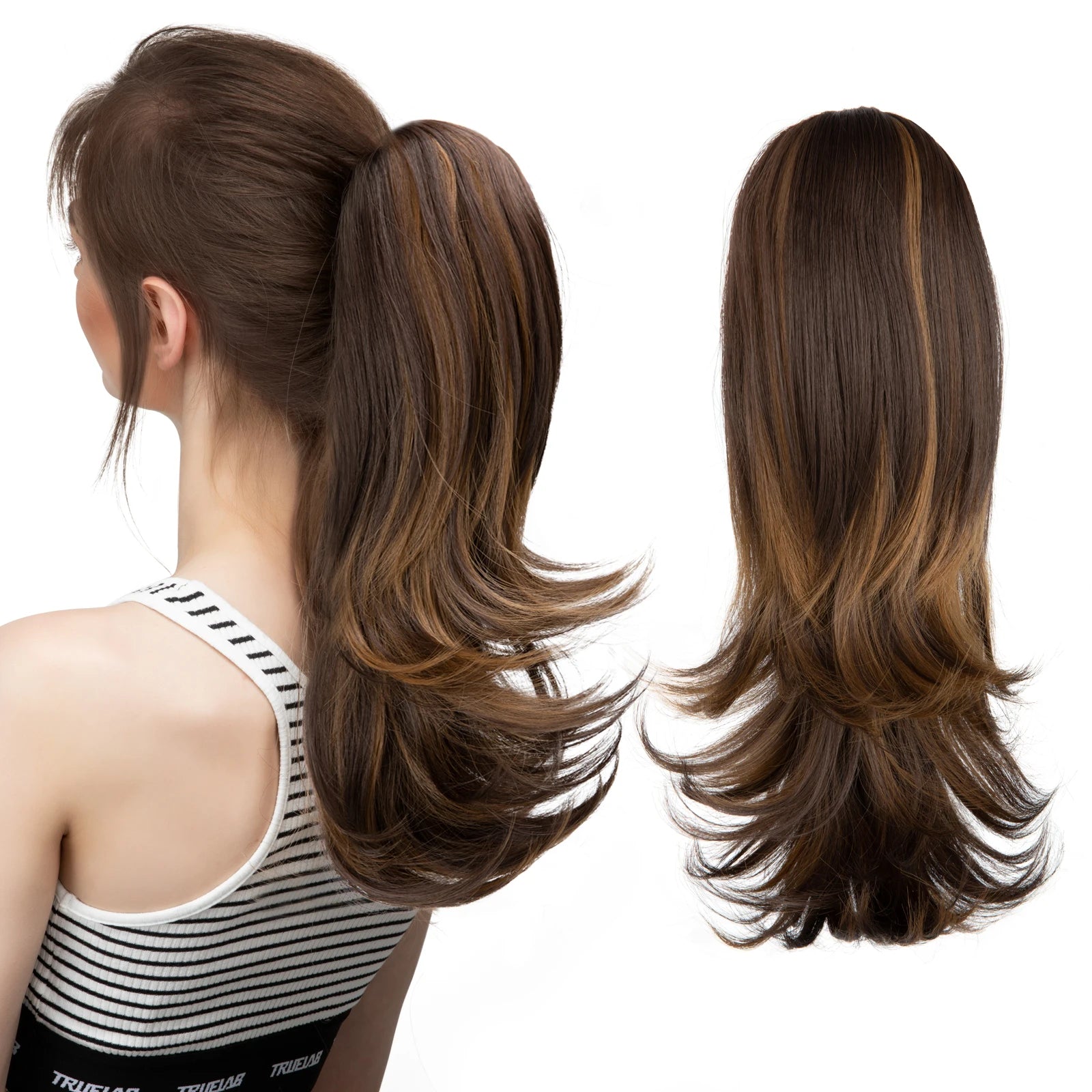 Ingvn  Claw Clip In Ponytail Hair Extensions Hairpiece Fake Blonde Hair Wavy False Pigtail With Elastic Band Horse Tail