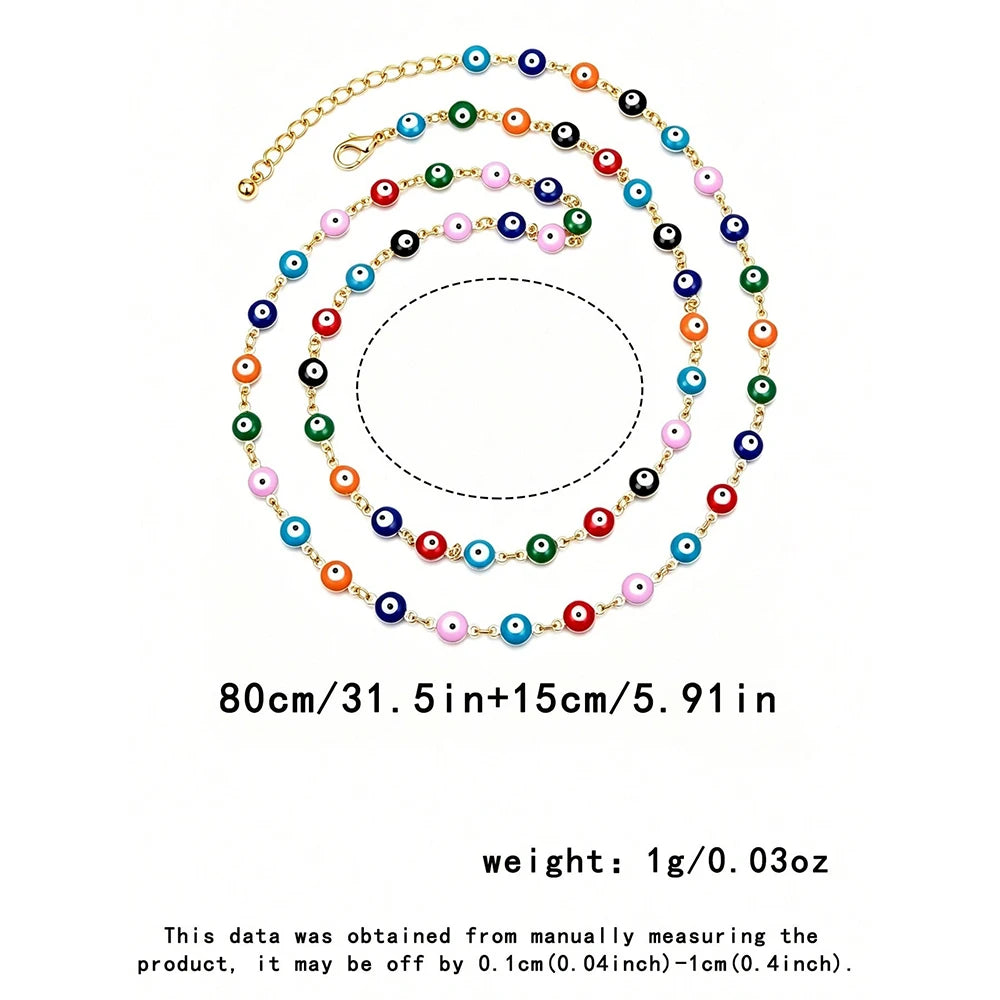 Ingvn  Colorful Eyes Waist Chain Belt For Women Waist Body Chain Sexy Summer Belly Waist Chain Bikini Beach Waist Chain Jewelry 80+15cm