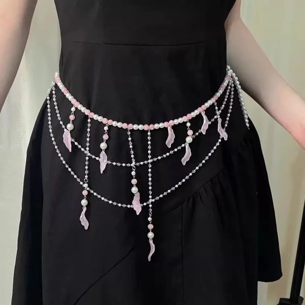 Ingvn  Trendy Metal Waist Chains Dress Accessories Elegant Belly Chain Waistband Versatile Advanced Body Jewelry for Women