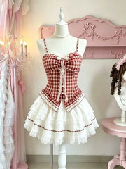 Ingvn  Chic Party Mini Dress Women Sweet Lace Bow Ruffle Princess Design Elegant Female Summer Holiday Fashion