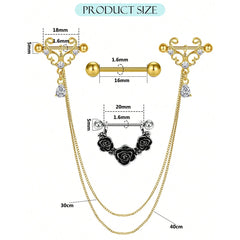 Ingvn  2Pairs Stainless Steel Nipple Rings, 14G Straight Barbell Dangle CZ Nipple Rings For Women Body Piercing Jewelry, Daily Wear