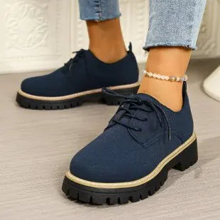 Ingvn  Women's Shoes New Fashionable Spring Autumn Sneakers Versatile Female Casual Flat Retro Lace-up Loafer Non Slip Wear Resistant