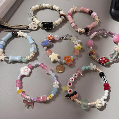 Ingvn  New Cute Geometry Star Conch Ceramic Glass Acrylic Beaded Bracelet Girl Kpop Aesthetic Charm Jewelry Y2K Marine Accessories