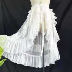 Ingvn  Y2k Kawaii Vintage Irregular Skirt Women Lolita Lace Ruffles Bow Skirt Harajuku Subculture Cute Party Outfit Skirt