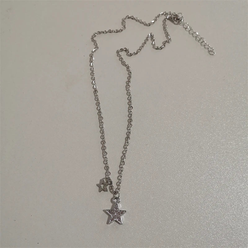 Korean Fashion Chains Star Pendant Necklaces Punk Aesthetic Jewelry Boho Necklace for Women Goth Jewelry Y2K Grunge Rock