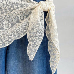 Ingvn  Fashion Flower Embroidery Lace Flower Hair Scarf Cute Thin Mini Lace Skirt Chic Style Bohemian Skirt Extender