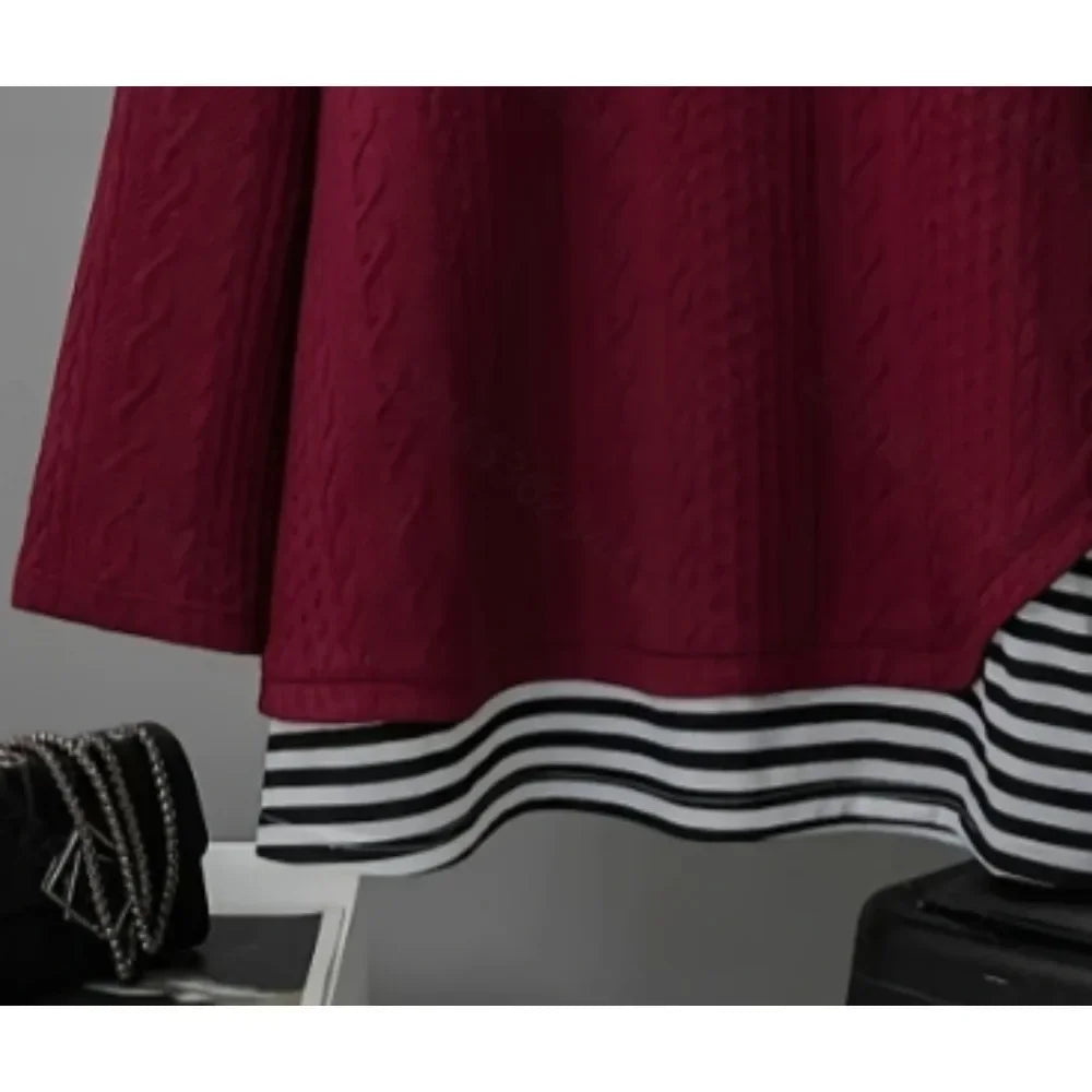 Ingvn  Plus Size 1XL-5XL New Women's Casual Striped Long Sleeve Hoodies Pullover Both Comfort and Fashion Showcasing Youthful Vitality