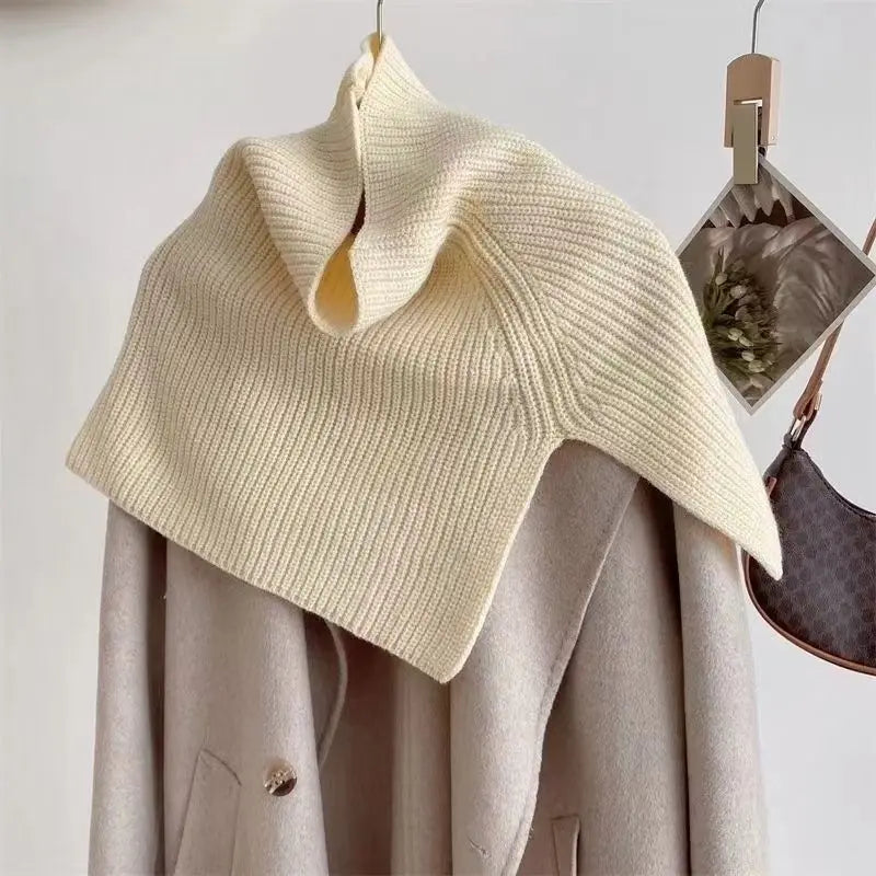 Ingvn - Women's Winter Korean Pullover Neck Warmer Solid Knit Scarf Snood Shawl Thick Warm Chic Coquette Trendy