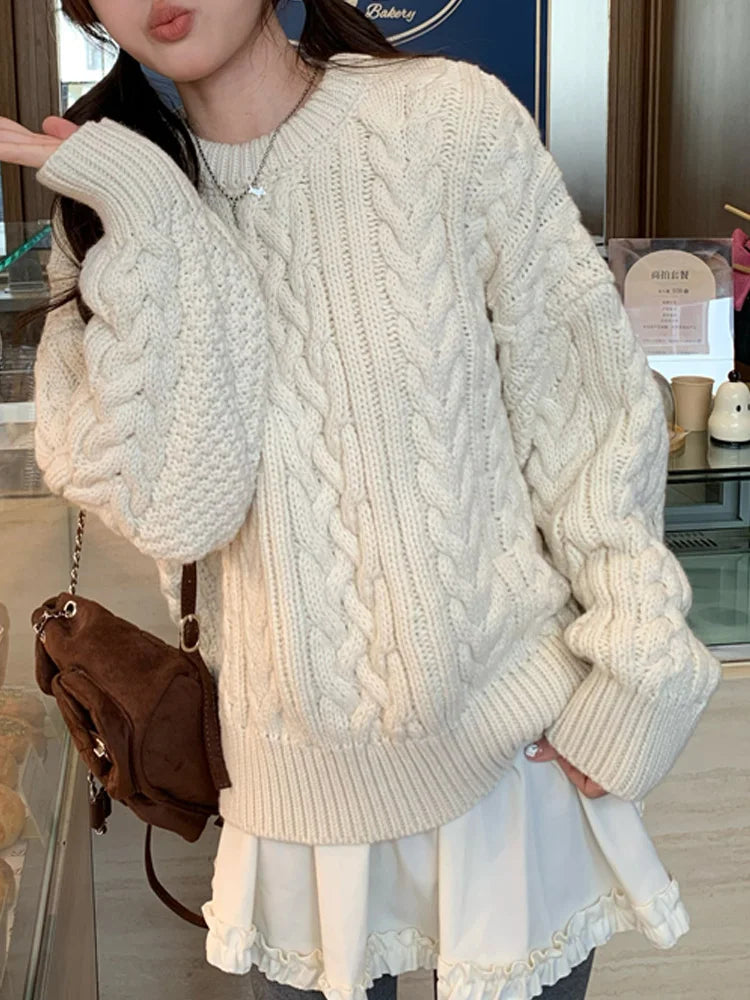 Ingvn - New Solid Color Versatile Long Sleeve Women Sweaters Casual Loose Jumper Knitted Pullovers Sweater Autumn Winter Knit Tops