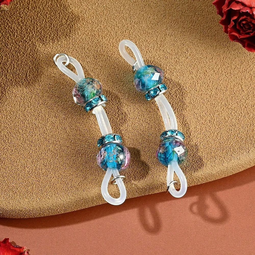 Ingvn  2Pcs Of Fake Nipple Rings - 8mm Glitter Beads-Adjustable Daily Wear Nipple Nooses - Lovers Fake Nipple Faux Nipple Piercing