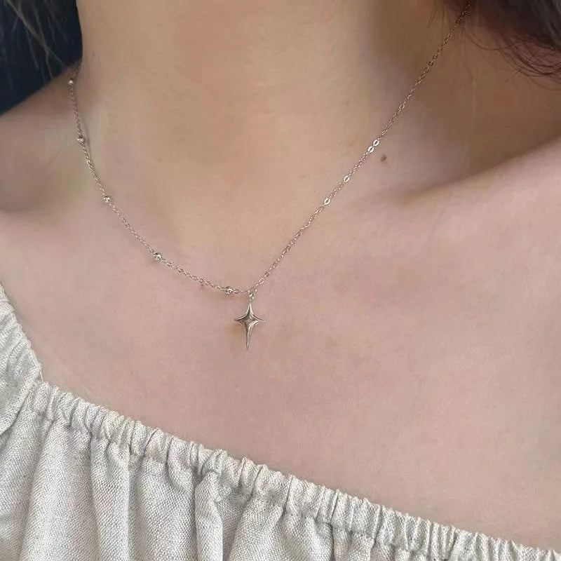 Ingvn  Four-Pointed Star Pendent Necklace Simple Girl Clavicle Chain Trendy Girl Choker Fashion Jewelry