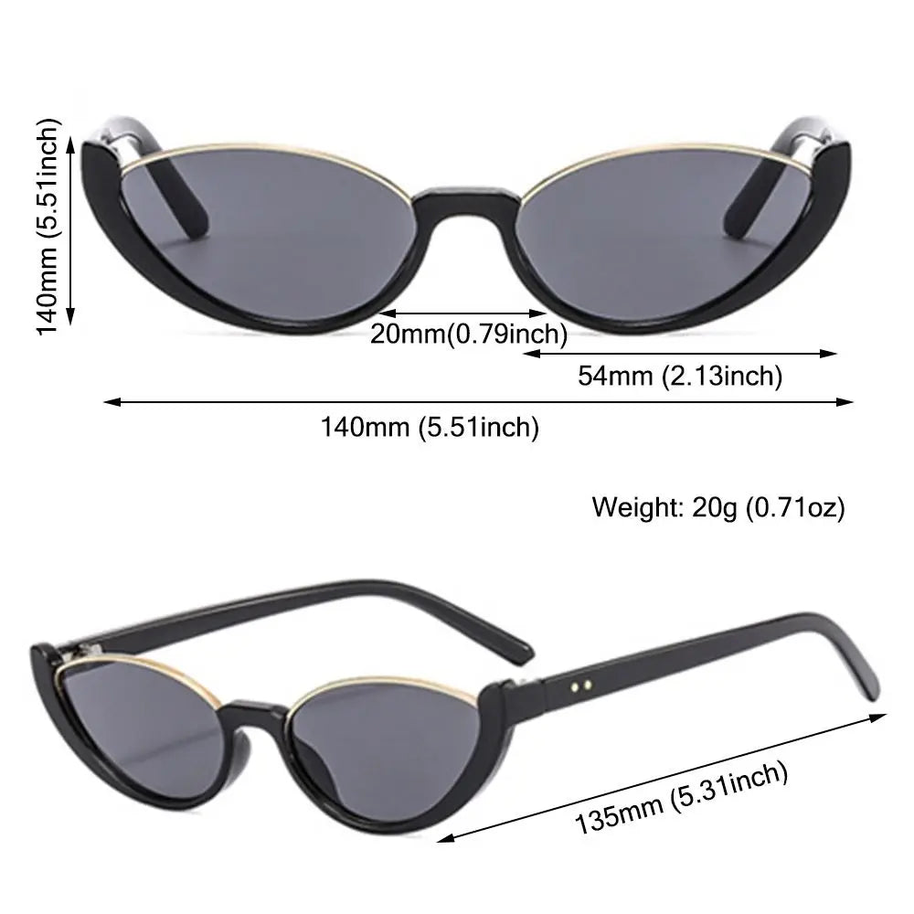 Ingvn  Trendy Small Women Men Sun Glasses Shades Cat Eye Sunglasses Half-frame