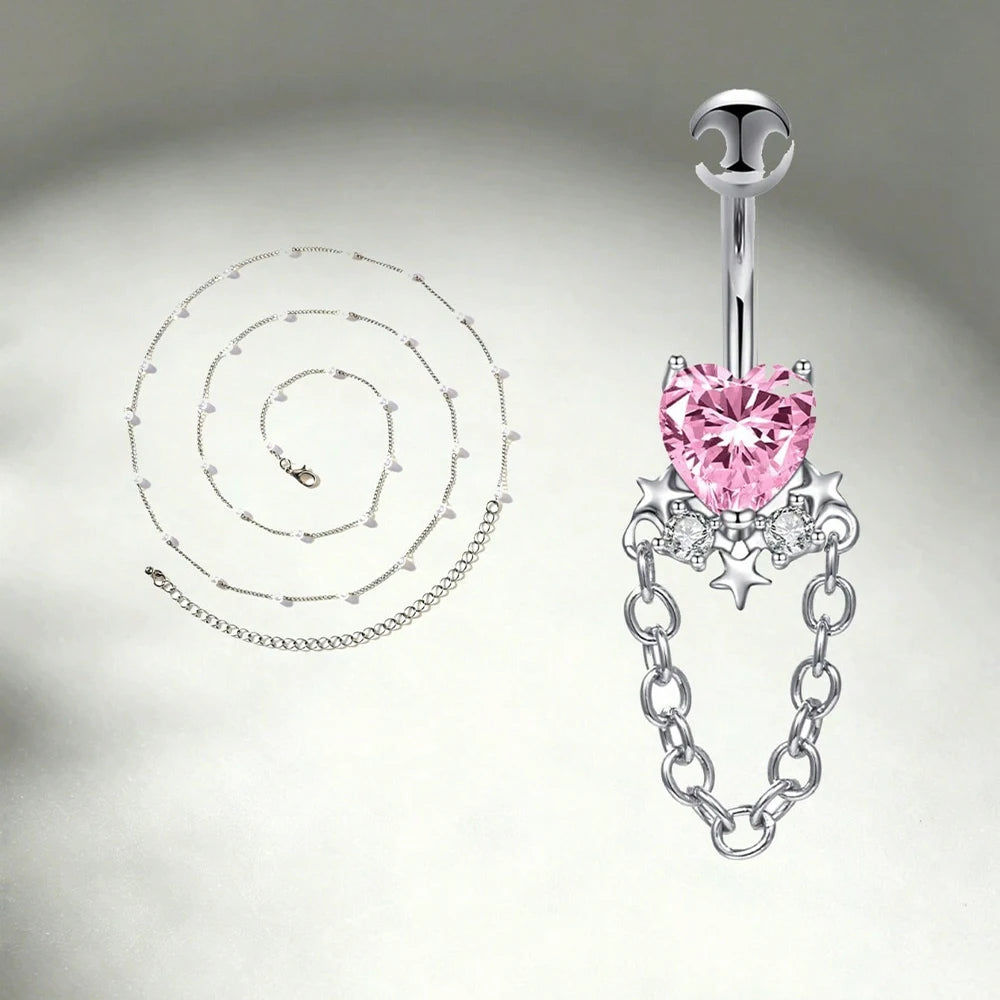 Ingvn  1 Set Belly Button Piercing Kit - Includes 16G CZ Belly Button Ring, DIY One-Time Piercing Gun Suitable For Home Use