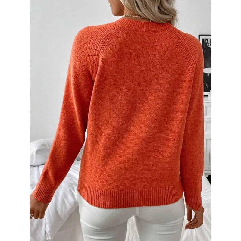 Ingvn - New Women's Clothing Casual Diagonal Pullovers Button Knitted Sweater