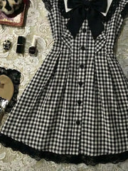 Ingvn  Japanese Kawaii Ruffle y2k mini Dress Women Sling vintage plaid short party Dress Cute Summer Street Style Dresses