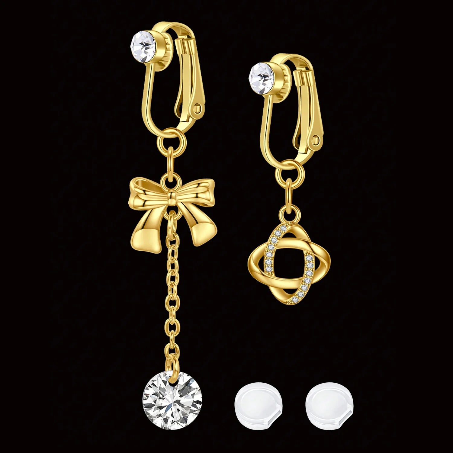 Ingvn  2 Pcs Elegant Clip-On Fake Belly Button Rings for Women - 304 Stainless Steel, Heart, Butterfly & More Designs, Ideal Gift