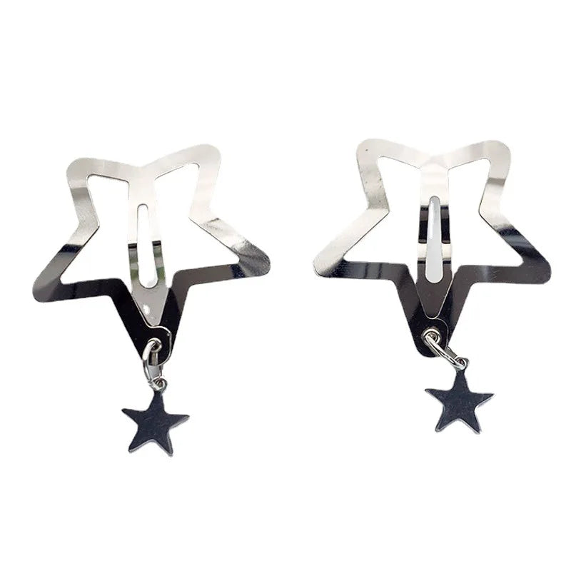 Y2k Pentagram Star Pendant Hair Clip for Women Sweet Cool Cute 90s Aesthetics Bobby Pin Harajuku Vintage Trend Hair Accessories