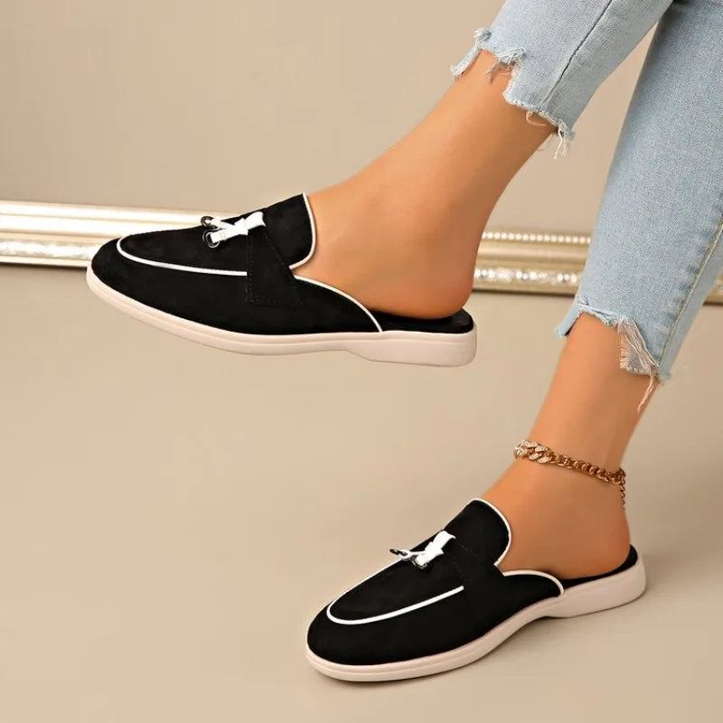 Ingvn  New Casual Flat Bottom Slippers Fashion Women Tassel Metal Lock Loafers Shoes Summer Slipper Comfortable Slip on Shoes